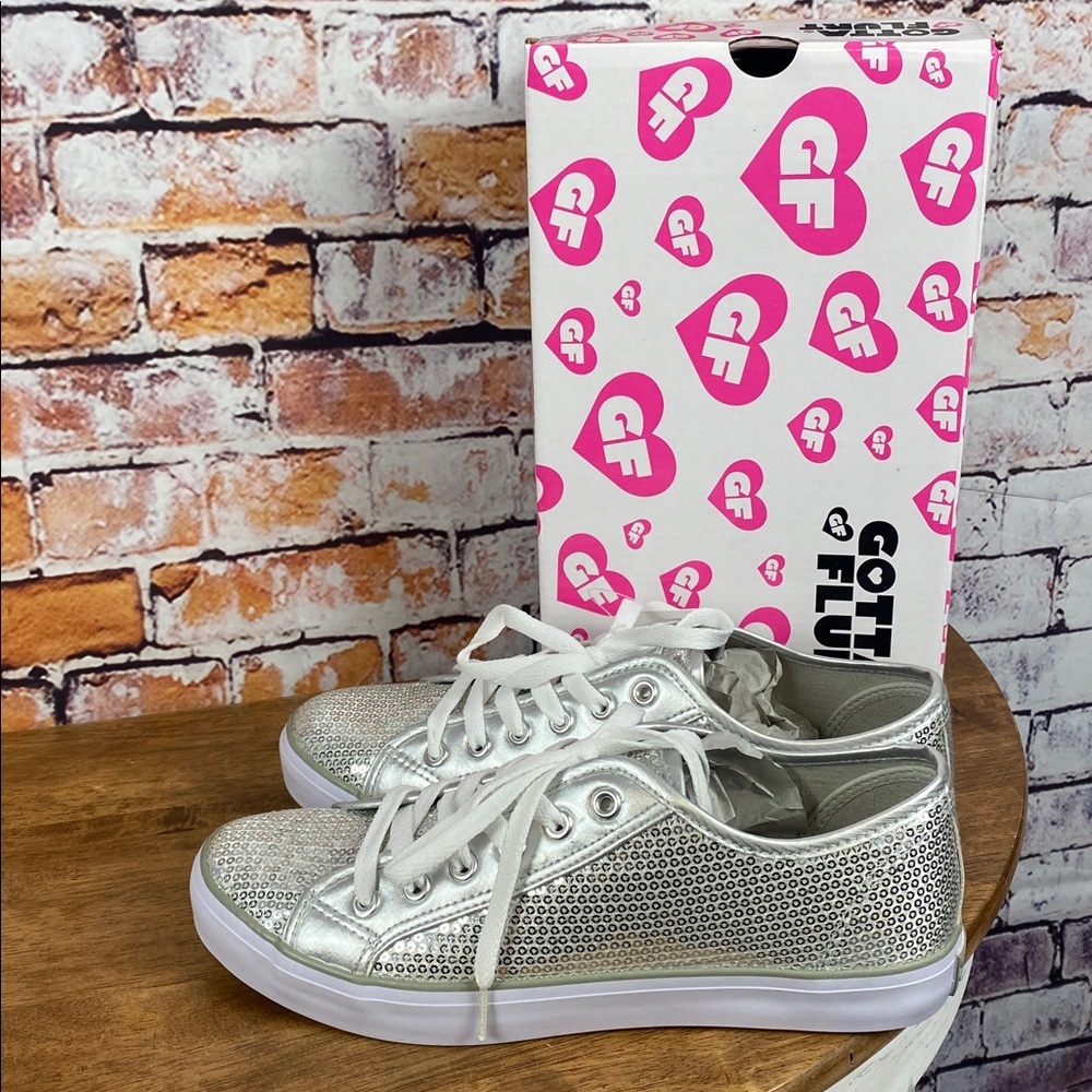 Gotta Flurt Disco 11 Metallic Silver Sequin Low-Top Dance Canvas Sneakers Sz 9 - Picture 8 of 13